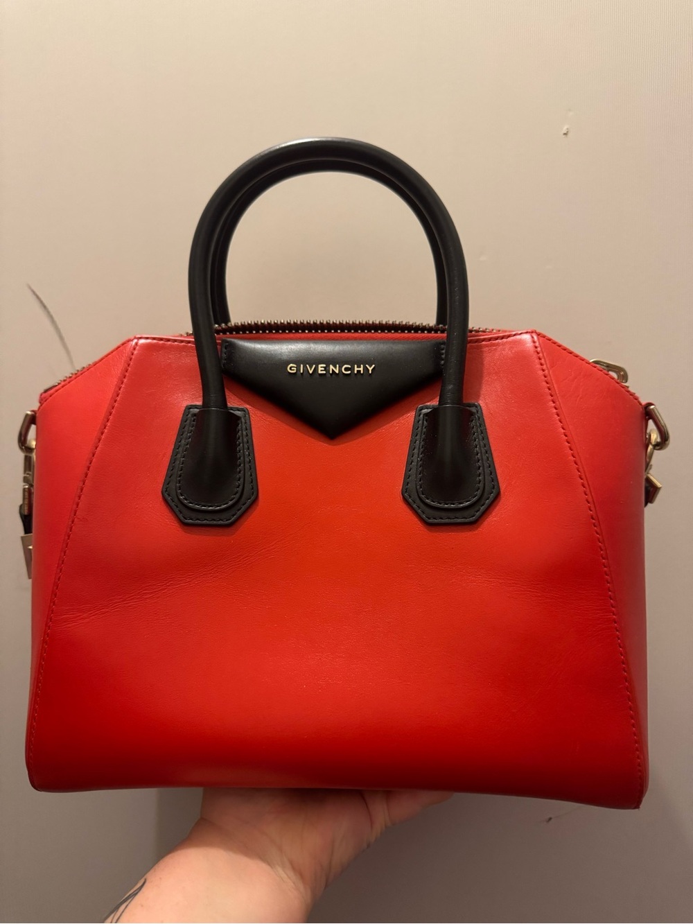 Givenchy Red Leather Antigona Small - Authentic